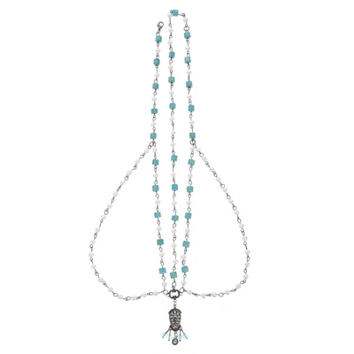 £5.17 • Buy Boho Head Chain Wood Blue Bohemian Head Chain Head Chain Women