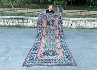 Tribal Turkish Vintage Handmade Wide Runner Rug Decorative Antique Runner Rug • $741.88