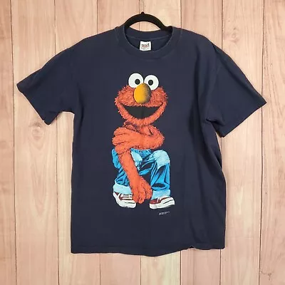 Vintage Y2K Elmo Sesame Street T-Shirt Sz L Hip Hop Blue Graphic • $23.72