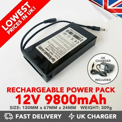 12v Power Bank 9800mAh Rechargeable Li-ion Portable Battery Pack (DC) • £38.99
