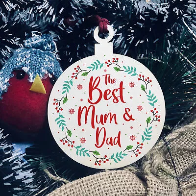 Mum And Dad Christmas Gift Hanging Decoration Novelty Gift From Daughter Son • £3.99