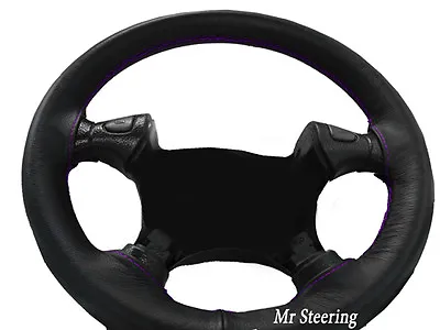 For Vauxhall Vectra B Black Leather Steering Wheel Cover 1995-2002 Purple Stitch • $35.34