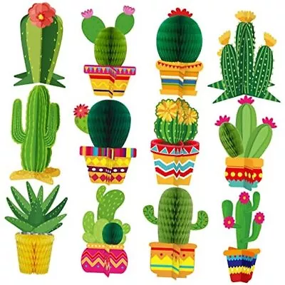 12 Pcs Cactus Party Decorations Cinco De Mayo Honeycomb Table Centerpieces  • $23.62