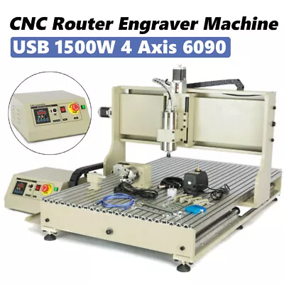 USB 1500W 4 Axis 6090 CNC Router Engraver Drilling Milling Machine Industrial US • $1813.50