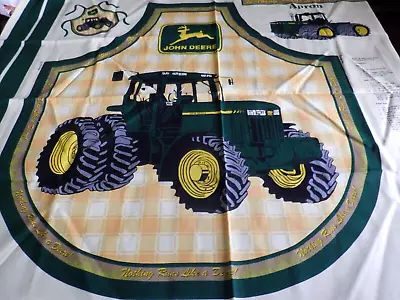 JOHN DEERE BIB APRON Adult Size. Uncut Fabric Panel. Make Your Own Spring Ind. • $14.99