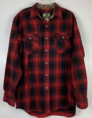 Vintage Field & Stream Heavy Flannel Shirt Men’s XL Tall Red Plaid Jacket Shaket • $24.99