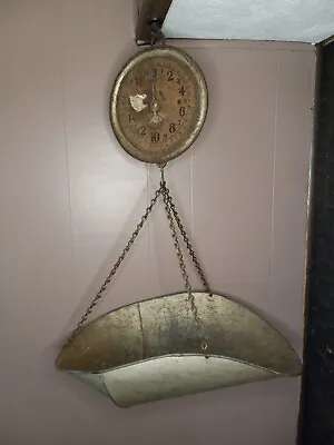 Vintage Penn Scale Mfg 20lb Hanging Scale With Galvanized Scoop • $64.99