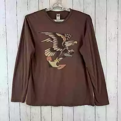 Y2K Ed Hardy By Christian Audigier Brown Graphic Eagle Long Sleeve Tee Size 2XL  • $40.99