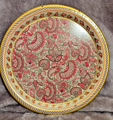 Pink Daher Ware Paisley Serving Tray 10  Gold Rim England Vienesse Style #826 • $9.99