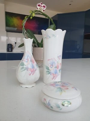Aynsley Little Sweetheart. Set Of 3. Vase Lidded Trinket Box & Stem Vase.  • £9.99