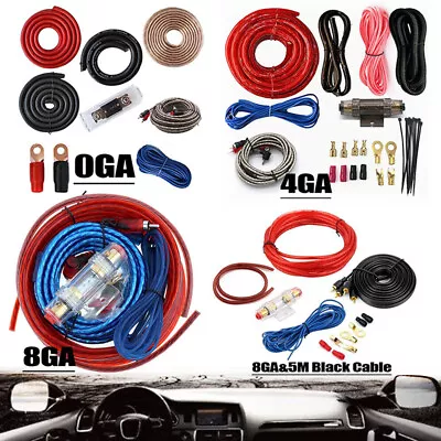 0/4/8GA Car Power Amplifier Wiring Kit Audio Subwoofer AMP RCA Power Cable Sub • £7.69