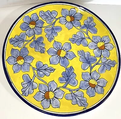 Talavera 11.5” Platter Pate Yellow With Blue Flowers Floral Wall Hanging • $24.95