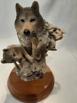 Mill Creek Studios  Peaceful Play  Wolf Sculpture 1994 By Joe Slockbower. • $40