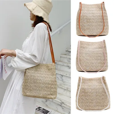 £8.46 • Buy Women Fashion Handbag Straw Rattan Bag Wicker Straw Woven Bag Totes Beach Bags