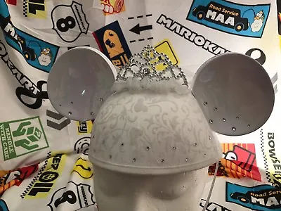 Disney Minnie & Mickey Mouse Bride Adult Wedding Dress Lace Ear Hat White • $25.19
