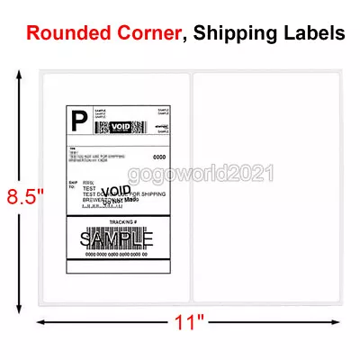 8.5  X 5.5  Shipping Labels Rounded Corner Self Adhesive 2 Per Sheet 50 - 1000 • $7.94