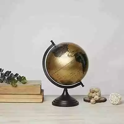 8 Inches Diameter Rotating Educational World Globe With Heavy Metal Art Decor • $102.80