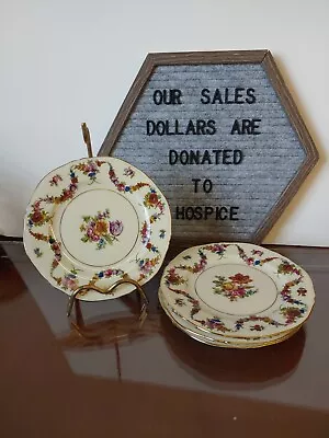 Vintage 1938 Epiag China 9195-34 Floral Swag Bread & Butter Plates 6.25  (4) • $25.99