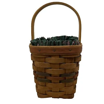Longaberger Harvest Basket Vintage 1992 With Green Floral Liner Handwoven • $13.99