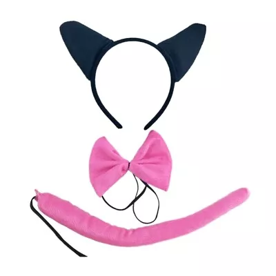 Cat Ears Headband Tail Bow Choker For Halloween Cosplay Costume Party Decor • $8.14