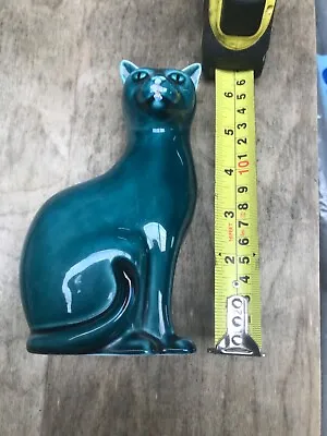 £21.99 • Buy Vintage POOLE POTTERY Teal/ Turquoise Left Facing Ceramic Cat Ornament 16.5cms