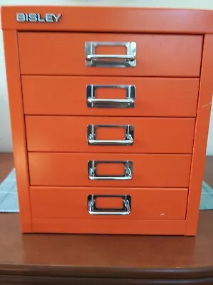 BISLEY 5 Drawer Steel Desktop Storage Cabinet 15x13x11 Orange • $152.99