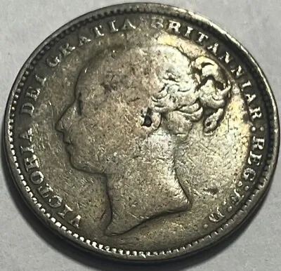 GREAT BRITAIN - Queen Victoria - Shilling - 1880 - Km-734.4 - Silver Coin • $15