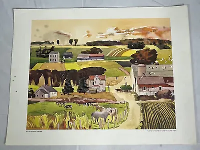 Millard Sheets - Rolling Midwest Farmland Travel Print For United Airlines • $12.99