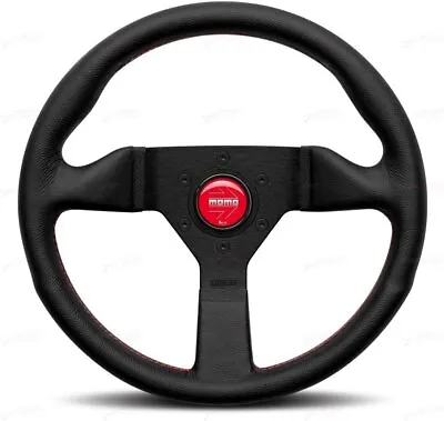 MOMO Steering Wheel Montecarlo 320 Diameter 40 Dish Black Leather Black Spokes • $270.07