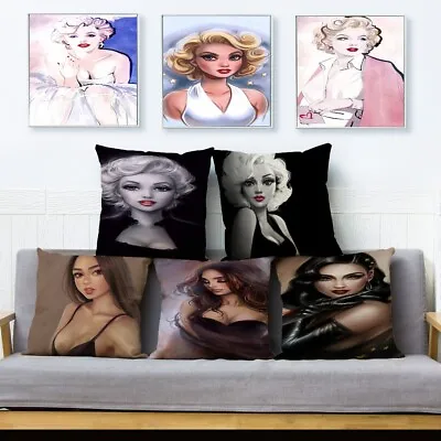 Cartoon Sexy Girl Print Cushion Cover Sofa Home Decor Marilyn Monroe Covers • $8.79