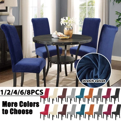 $9.39 • Buy Velvet Chair Covers For Dining Room Wedding Soft Stretch Seat Slipcover Washable