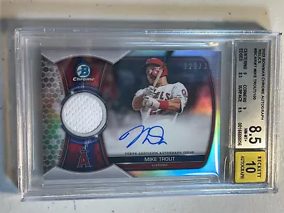 Mike Trout BGS 8.5 10 2023 Bowman Chrome /100 Game Used Jersey Auto Autograph • $399.99