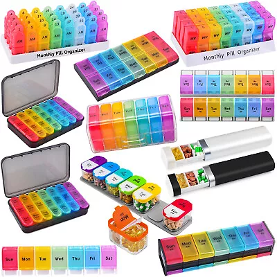 Weekly / Monthly Pill Organizer Case Box Medicine Holder For Vitamins Fish Oil • $10.90