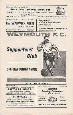 1964/65 Weymouth V Cambridge City Southern League Excellent • £1.99