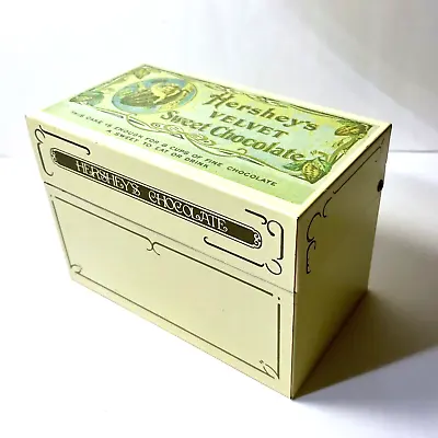 Vintage Hershey’s Velvet Sweet Chocolate TIN RECIPE BOX Retro Kitchen Container • $9.99