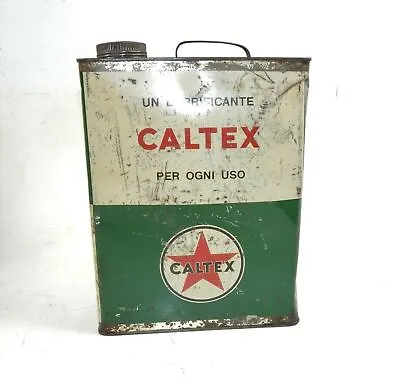 1960's CALTEX MOTOR OIL CAN CONTAINER 1 GAL TIN 11.5x9x3.5  ITALIAN FERRARI FIAT • $199