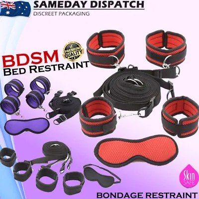 BDSM Under Bed Bondage Restraint Blinder Fetish Set Handcuffs Ankle Wrist Cuffs • $23.99