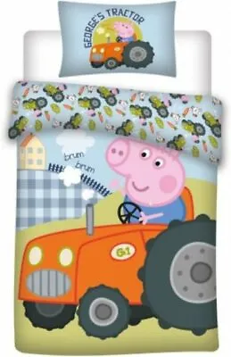 £16.95 • Buy Peppa Pig George Tractor Bedding Toddler Reversible Duvet Cover Pillow Bed Set 