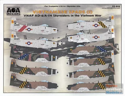 AOA32018 1:32 AOA Decals - Vietnamese Spads Part 2: VNAF AD-6/A-1H Skyraiders • $26.99