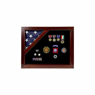 American Corner Flag And Medal Display Case Fit 3 X 5 Flag • $199.99