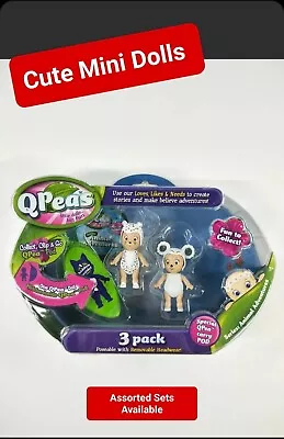 🌟Qpeas Little Dolls Fun 3 Pack Cute Animal Mini Doll With Carry Pod Kids NEW • $17.90