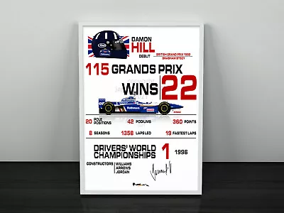 Damon Hill Champion F1 Stats Print - Scuderia GP • £22