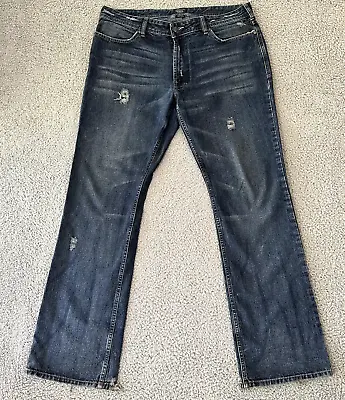 Von Dutch Jeans Men's 38 Blue Wide Leg Baggy Distressed 100% Cotton Skater • $49.99