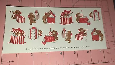 Vintage Stickers Merrimack Publishing Corp Christmas Teddy Bear Embossed 1 Sheet • $5.50