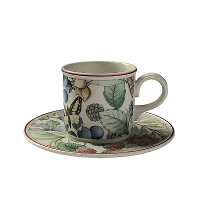 Villeroy & Boch Catalina Demitasse Cup And Saucer Germany Butterfly And Fruit • $34.99
