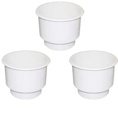 3PCS Recessed Plastic Cup Drink Holder With Drain For Boat Car Marine Rv (White) • $9.99