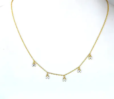 Designer Off White Diamond Chain Necklace In 925 Silver With 18kt Gold Vermeil ! • $200