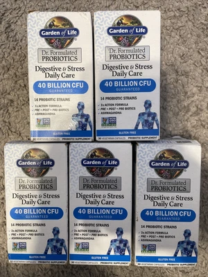 $15.50 • Buy 5 Boxes Garden Of Life Probiotics Digestive & Stress Daily Care, 30 Capsules NEW