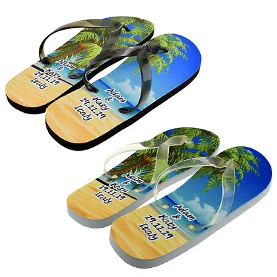 Personalised Wedding Honeymoon Beach Two Pairs Flip Flops Gift Set - X52 HHSET • £18.99