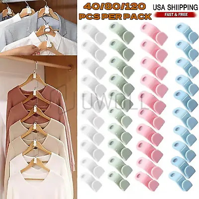 120 Pcs Clothes Hanger Connector Hooks Closet Hanger Organizer Space-saving Clip • $10.21